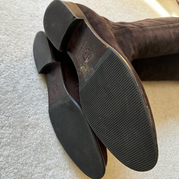 New Ann Mashburn Pull-On stretchy Chocolate Suede Boots - Picture 6 of 15